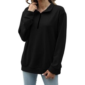 Blencot Womens Quarter Zip Pullover Sweatshirt Fleece Lined Long Sleeve Small